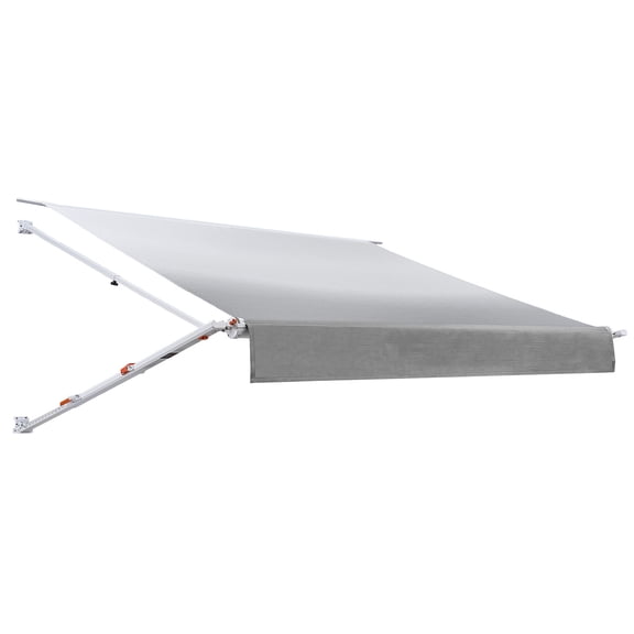 KFFKFF Manual RV Awning Kit, 10.12FT Retractable Awning with Durable Aluminum Frame & Waterproof PVC Fabric, Outdoor Trailer Shade for Camping, Compatible with Most RVs (10FT, Gradient Gray)
