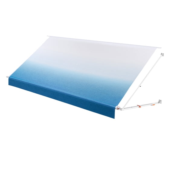KFFKFF Manual RV Awning Kit, 15.12FT Retractable Awning with Durable Aluminum Frame & Waterproof PVC Fabric, Outdoor Camping Trailer Shade Compatible with Most RVs (15FT, Gradient Blue)