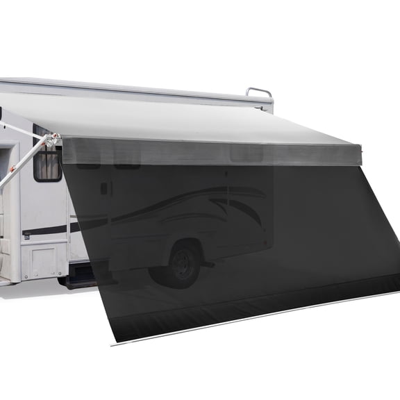 KFFKFF Manual RV Awning Kit with Sunshade Screen, 18.12FT Retractable Awning Featuring Aluminum Frame & Waterproof Fabric, Ideal for Outdoor Camping Trailers and Compatible with Most RVs (18FT Type)