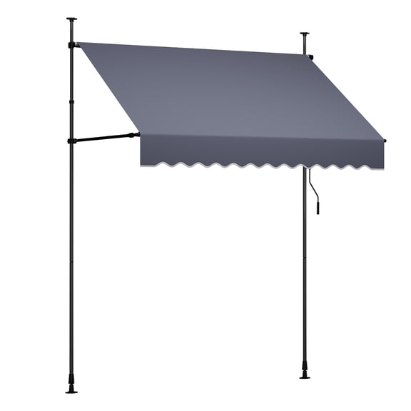 KFFKFF Manual Retractable Awning, 78" Adjustable Outdoor Sunshade for Patio, Door, or Window, Featuring Crank Handle for Backyard, Garden, or Balcony, Dark Gray