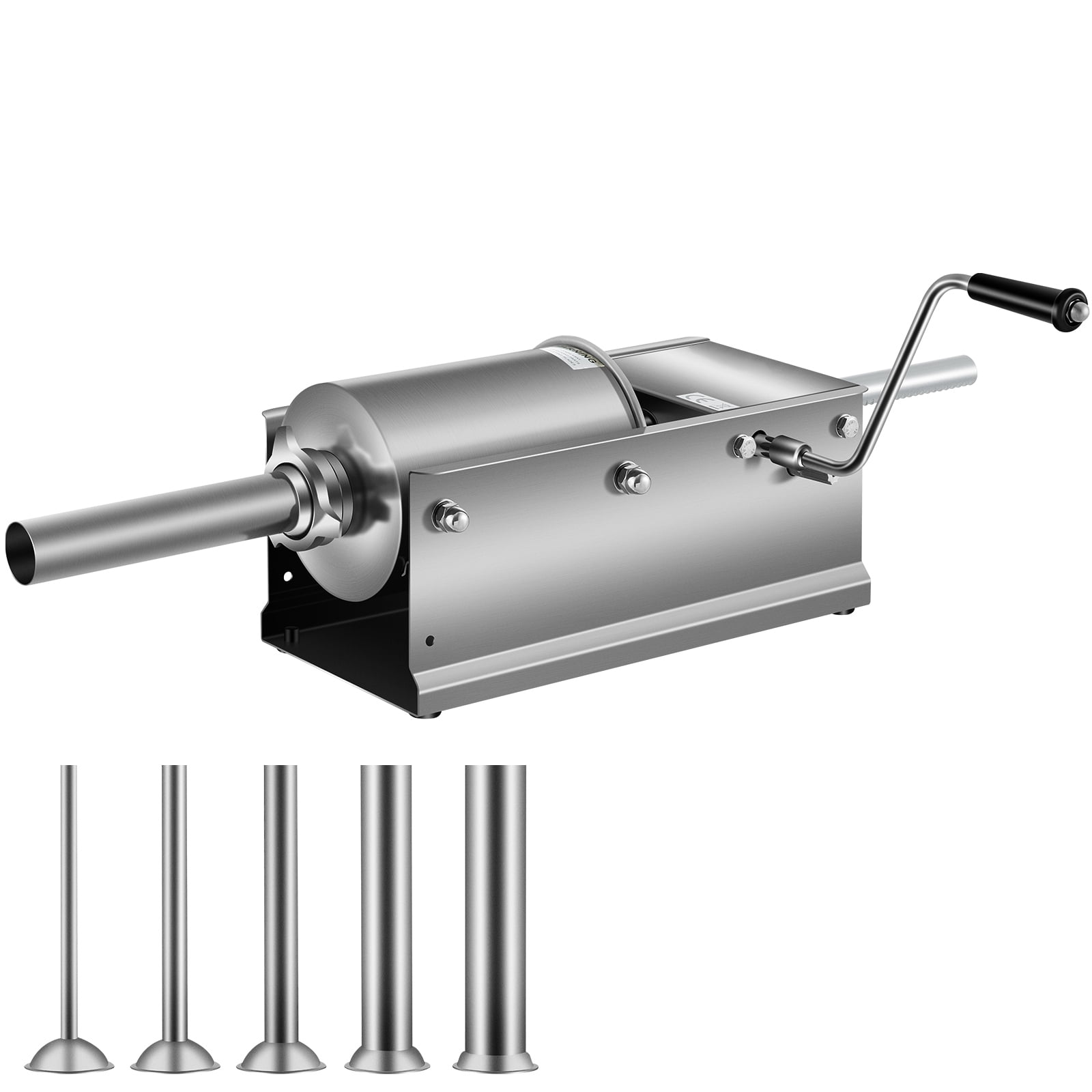 KFFKFF Manual Sausage Stuffer, 3L / 7 lbs Horizontal Meat Filling Machine, Dual-Speed Operation, Food-Grade 304 Stainless Steel Construction, Includes 5 Filling Tubes, Suitable for Home, Kitchen
