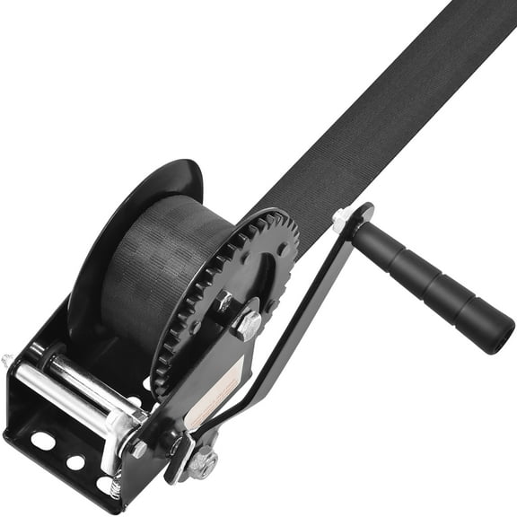 KFFKFF Manual Winch, 1200 lbs Capacity, Durable Boat Trailer Winch with 23 ft Strap & Dual-Direction Ratchet, Hand-Operated Crank Winch for Trailers, Boats, and ATVs