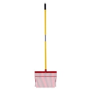 KFFKFF Manure Fork with 18 Angled Tines, 61-Inch Fiberglass Handle, Durable Plastic Pitchfork for Gardening, Stable Cleaning, Grass, Hay, and Farm Tasks