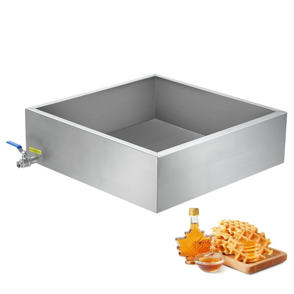 KFFKFF Maple Syrup Evaporator Pan, 17.5 Gallon Capacity, Produces 254 Cups of 8.8oz Syrup, Flat Pan with Single Valve and Three Heating Options, Durable 304 Stainless Steel for Home or Outdoor Use