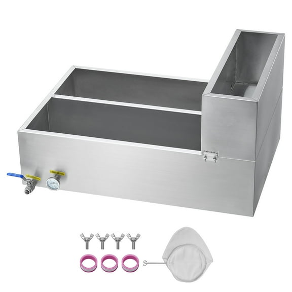 KFFKFF Maple Syrup Processing Pan, 35 Gallon Capacity, Produces 509 Cups of 8.8oz Maple Syrup, Flat Pan with Temperature Gauge, Dual Valves, and Trio Heating Techniques