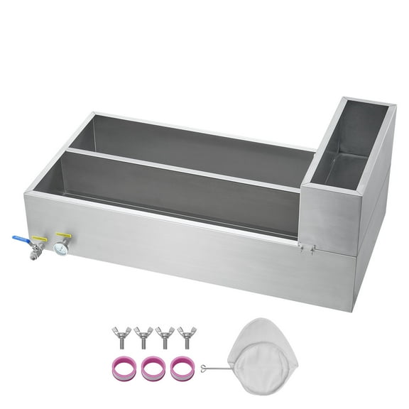 KFFKFF Maple Syrup Processing Pan, 47 Gallon Capacity, Produces 683 Cups of 8.8oz Maple Syrup, Flat Design Pan with Temperature Gauge, Dual Valves and Trio Heating Techniques