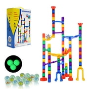 KFFKFF Marble Run Set, 110 Unit Marble Puzzle Construction Game, Includes 10 Luminescent Marbles + 20 Glass Marbles, Cognitive Development Racing Circuit STEM Playthings