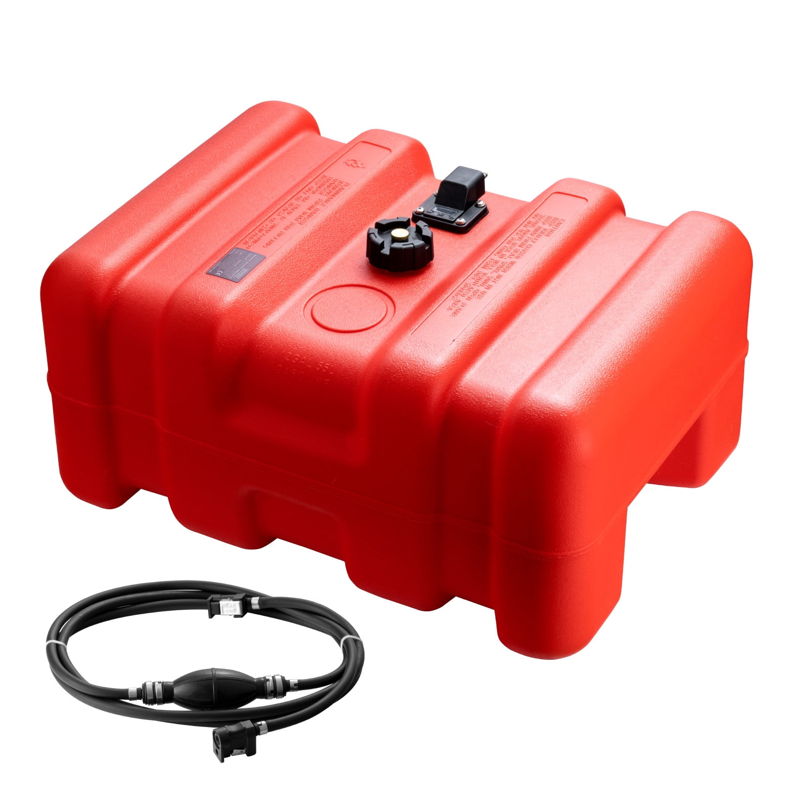 KFFKFF Marine Fuel Tank, 12 Gallon/55L, Portable Boat Fuel Gas Tank for Outboard Engine Boats, Plastic Outboard Marine Boat Fuel Tank with Hose, Easy to Carry for Yacht, Fishing Boat, Deck Boat