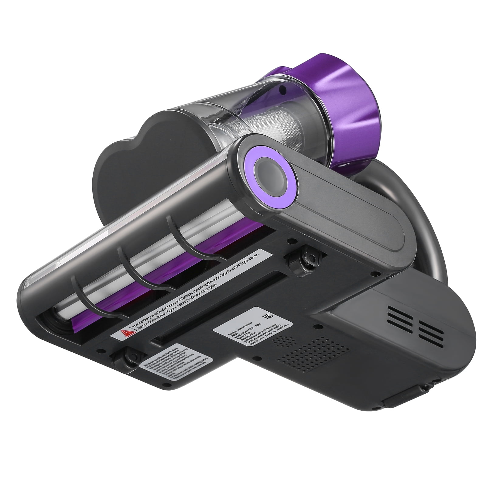 KFFKFF Mattress Vacuum Cleaner, 550W Strong Suction and 140℉ Warm Air, Ultrasound Technology & Cleaning Lights, HEPA Filter & Heating, Handheld for Bed, Sofa, Corded, Gray