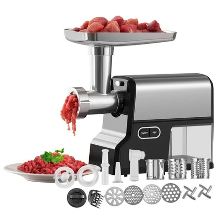 KFFKFF Meat Processor, 4.2 Lbs/Min Electric Meat Chopper with Cutting Blade, Grinding Disc, Sausage Creator, Kubbe Set, Patty Mold, Cutter Accessory, Stainless Steel Food Grinder for Domestic Kitchen
