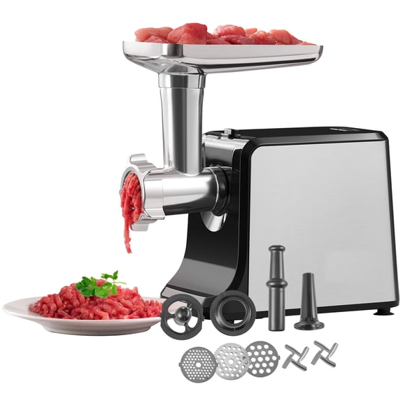 KFFKFF Meat Processor, Electric Meat Choppers with 3 Lbs/Min Output, Includes Blade, Grinding Disc, Sausage Fabricator, Kubbe Attachment, Stainless Steel Meat Shredder for Domestic Kitchen