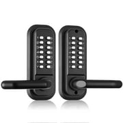 KFFKFF Mechanical Keyless Entry Door Lock with Handle, Water-proof Zinc Alloy, Double-sided Embedded Outdoor Gate Door Locks Set, Code Door Locks with 14 Digit Keypad, Waterproof Digital