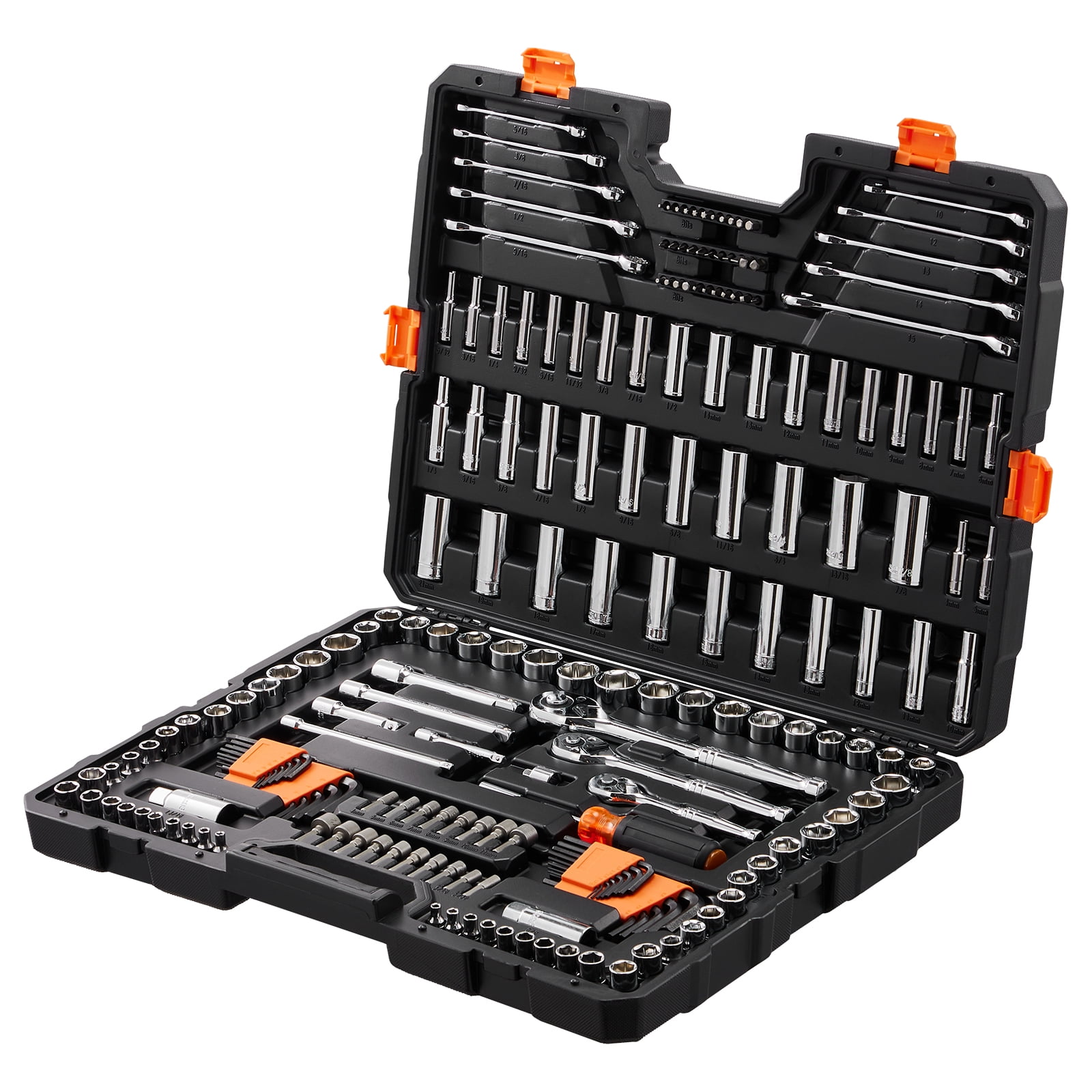 NTERTOOL 111-Piece Metric Socket Set – 1/4" & 1/2" Drive, 4-32mm, Includes Impact Sockets, Ratchets, Extensions, Hard Case