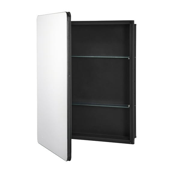 KFFKFF Medicine Cabinet, 24 x 30 inch, Bathroom Cabinet with Mirror, Aluminum Frame Wall Cabinet, 2 Adjustable Shelves, Recessed or Wall-mounted Installation