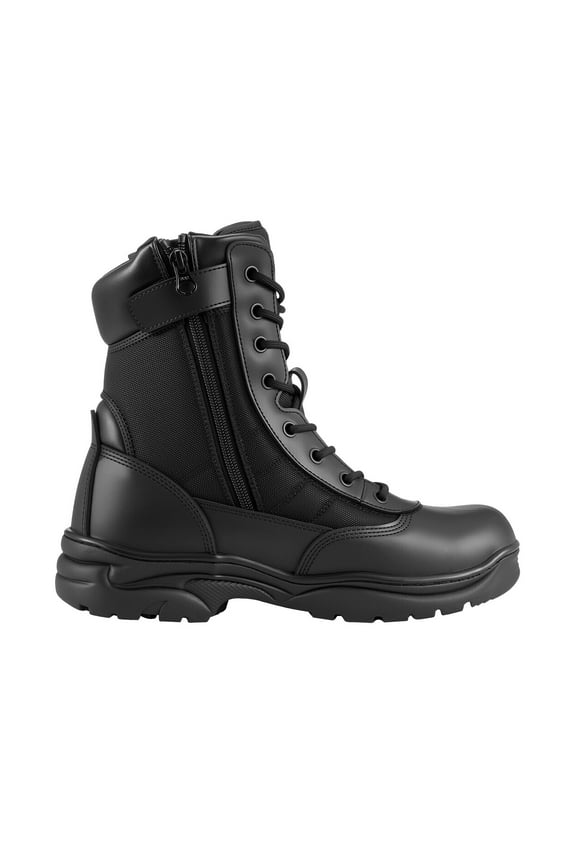 Men's 8-Inch Tactical Boots, Lightweight Combat Hiking Footwear with Side Zipper, Breathable Design for Outdoor Activities, Security, and Mountaineering, US Size 9.5