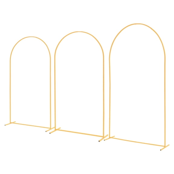 KFFKFF Metal Arch Backdrop Stand Set, Includes 8 ft, 7.2 ft, and 6.6 ft Sizes, Durable Design, Simple Setup, Gold Finish for Events Like Weddings, Birthdays, Graduations, Holidays, and Ceremonies