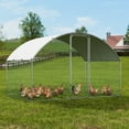 thumbnail image 1 of KFFKFF Metal Chicken Coop 9.8 x 6.5 x 6.5 ft Dome Roof Poultry Cage Chicken Run with Waterproof Cover Large Outdoor Walk in Chicken Coop Cage for Backyard, Farm, 1 of 9