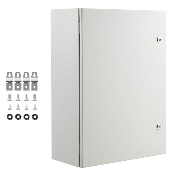 KFFKFF Metal Electrical Box, Size: 27.6 x 19.7 x 9.8 inches, Made from Cold Rolled Steel, Appropriate for Wall Installation, Outdoor Electrical Device Protection with Mounting Panel, Hinges
