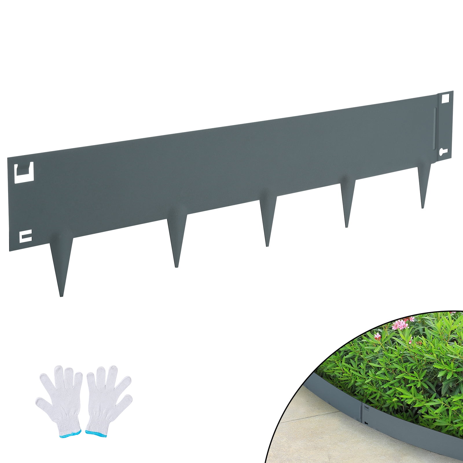 Dark Gray Steel Flexible Garden Landscape Edging Set