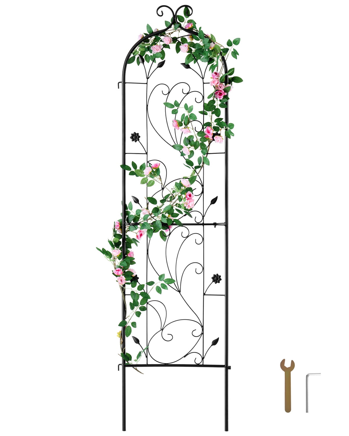 KFFKFF Metal Garden Trellis for Climbing Plants, 60 x 15 in, Rust-Resistant Plant Support for Outdoor Use, Decorative Trellis for Roses, Cucumbers, and Clematis in Courtyards and Lawns
