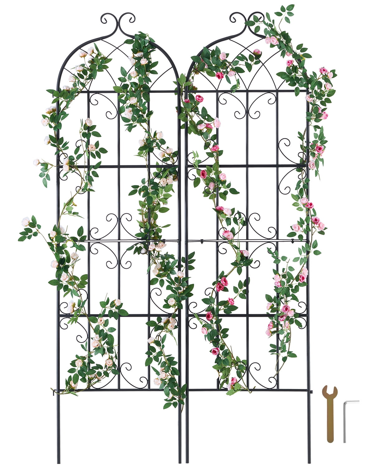KFFKFF Metal Garden Trellis for Climbing Plants, 71 x 20 in, 2-Pack Rust-Resistant Plant Support for Outdoor Use, Decorative Trellis for Roses, Cucumbers, and Clematis in Gardens and Lawns