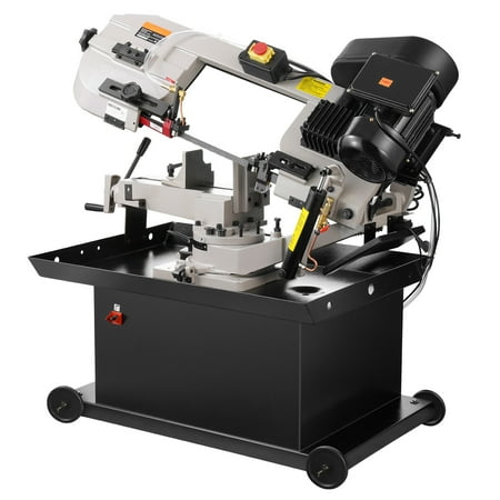 KFFKFF Metal Horizontal Band Saw with Adjustable Cutting Angle, 7 x 8.25 in Capacity, 110/220V Vertical Bandsaw, 1.1 kW Motor, Variable Speed, Suitable for Metal, Wood, and Plastic