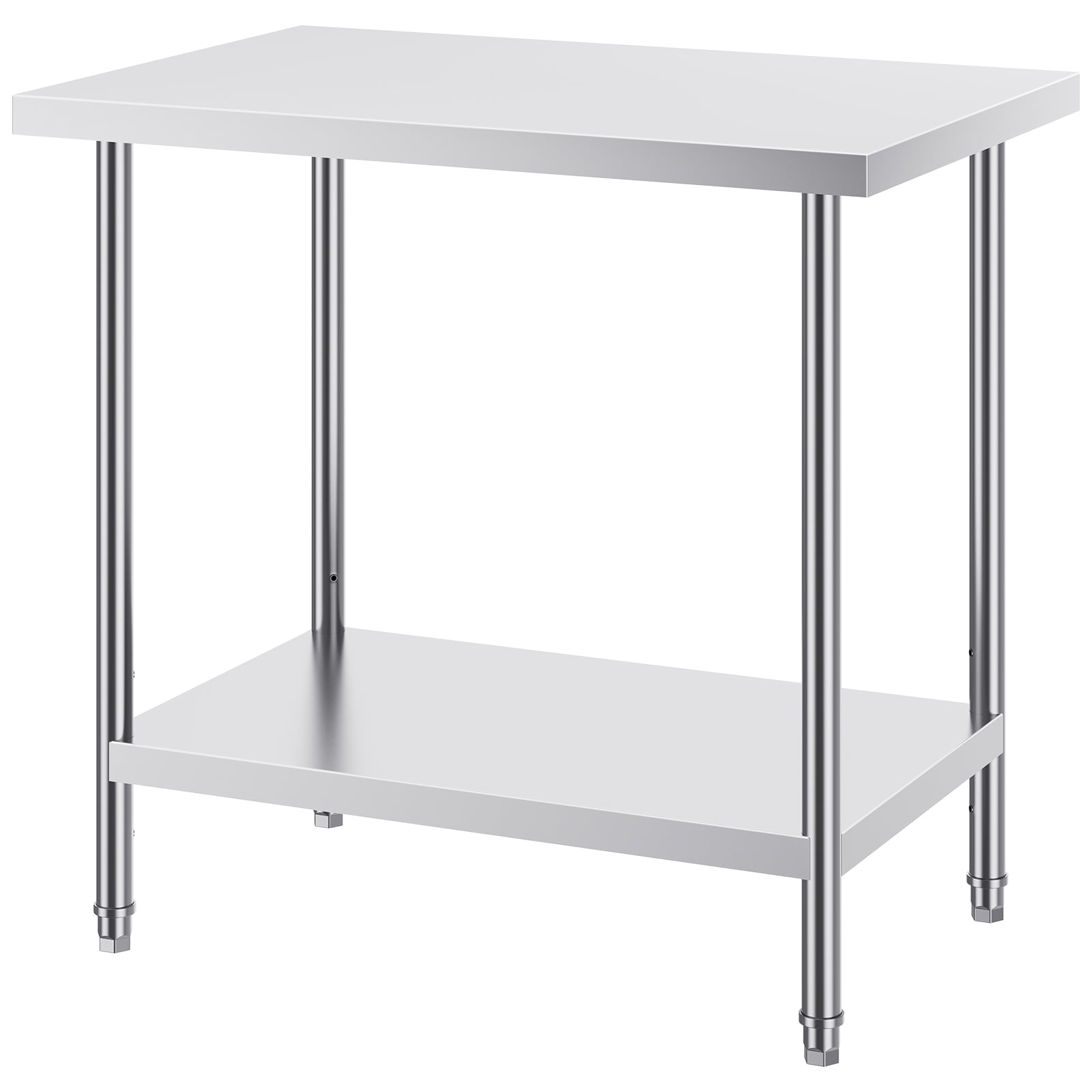 KFFKFF Metal Prep Station, 24x36x34 in, Supports Up to 750 lbs, Durable Stainless Steel Table with 3 Height Settings, Ideal for Kitchen, Garage, or Commercial Use