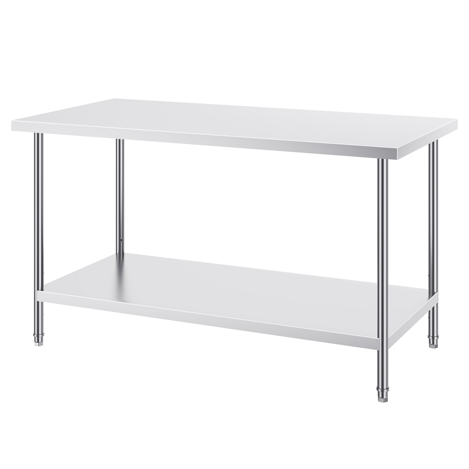 KFFKFF Metal Prep Station, 30x60x34 in, Supports up to 910 lbs, Durable Stainless Steel Table with 3 Height Settings, Ideal for Kitchen, Garage, or Commercial Use