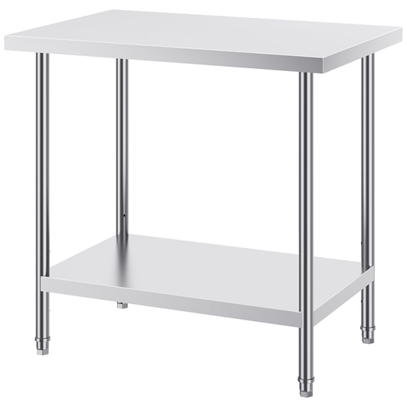 KFFKFF Metal Prep Station, Dimensions 24 x 36 x 34 Inch, Can Hold Up to 750 lbs, Robust Steel Worktable with 3 Customizable Height Settings, Suitable for Commercial Kitchen, Garage, Restaurant