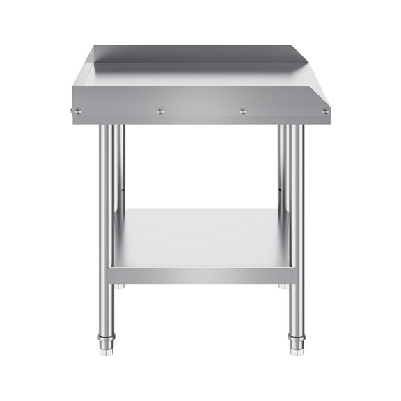 KFFKFF Metal Prep Table, 24x24x26 In, Stainless Steel, Kitchen Workstation with 3-Sided Splash Guard, Adjustable for Restaurants, Homes, Hotels