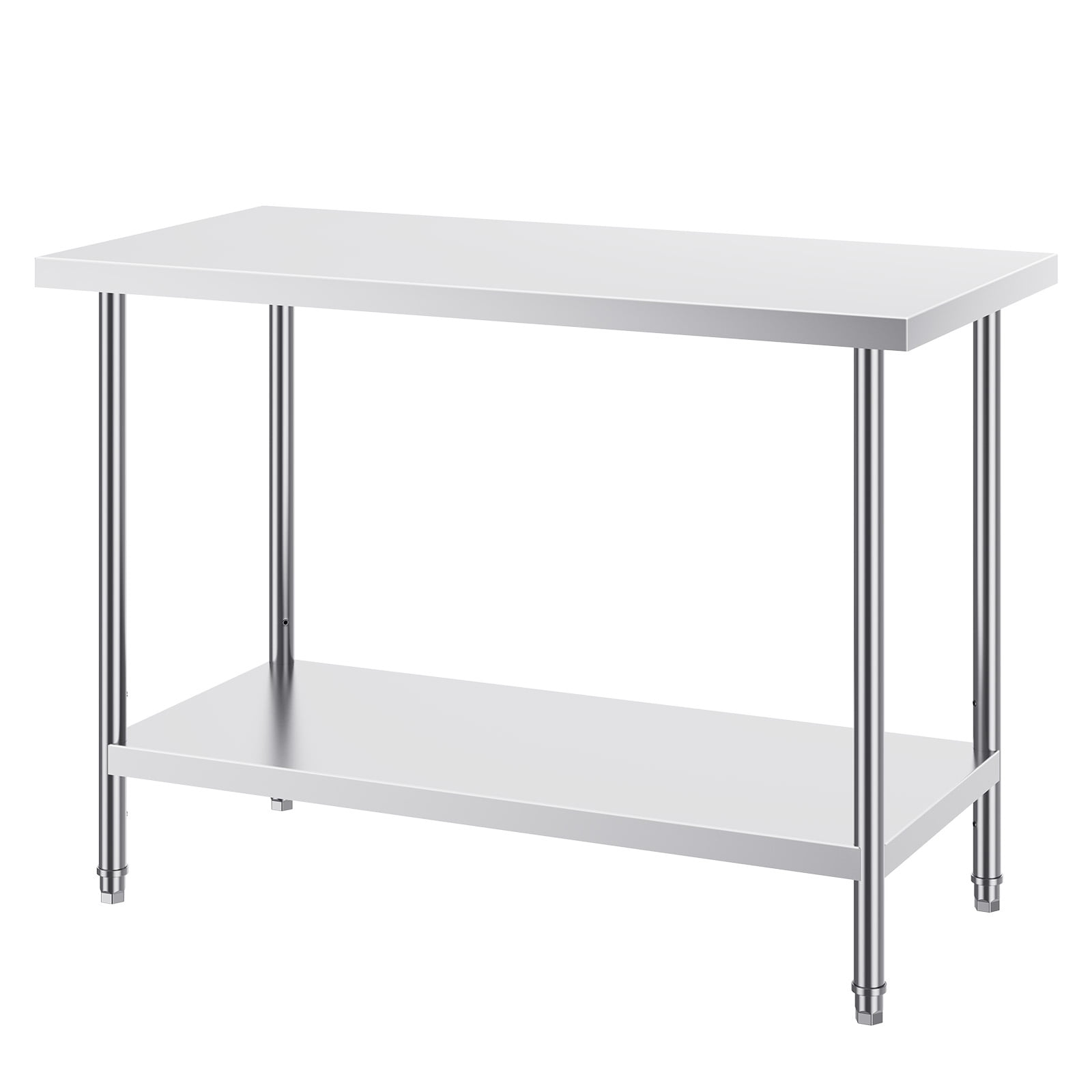 KFFKFF Metal Prep Table, 24x48x34 in, Supports up to 800 lbs, Durable Stainless Steel Construction, 3 Height Settings, Ideal for Kitchen, Garage, Restaurants, and Outdoor Use