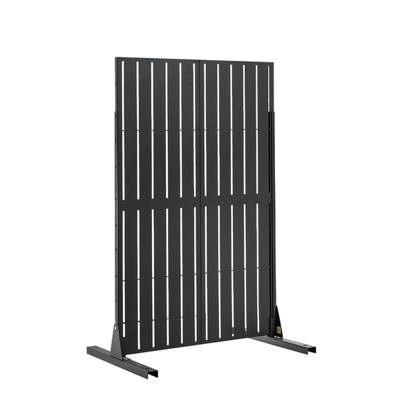 KFFKFF Metal Privacy Screen, 44" W x 72" H Freestanding Modern Divider Panel, Outdoor and Indoor Privacy Fence with Stable Base and Reinforced Design for Gardens, Courtyards, and More