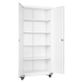 thumbnail image 1 of KFFKFF Metal Storage Cabinet, 72.6 in Rolling Steel Garage Cabinet with Adjustable Shelves, Magnetic Doors & Keys, Lockable 5-Tier Tool Organizer for Pantry, Warehouse, Basement, Office, White, 1 of 9