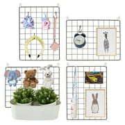KFFKFF Metal Wall Grids, Set of 4, Picture Showcasing Wire Grid, Wall Storage and Organization Panel for Home Office Decoration, Includes Clips and Hooks, Dimensions 11.8x15.7 inch
