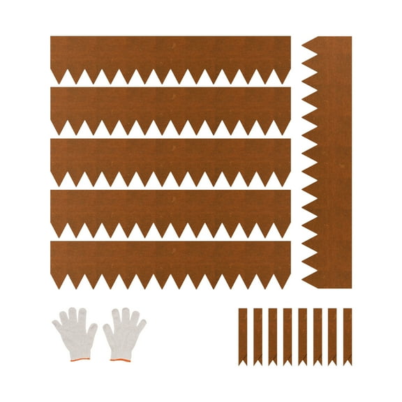 KFFKFF Metallic Garden Border, Set of 6, 40 x 8 inches, Durable & Pre-Oxidized Landscape Border, Flexible Outdoor Edging, Ideal for Flower Bed, Yard, and Pathway Separation