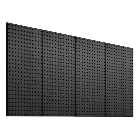 KFFKFF Metallic Wall Panels, Dimensions 24" x 12", Set of 4, Robust Steel Pegboard Organizer, Ideal for Household Garage Equipment Storage, Workspace, Office Arrangement, Craft Area, Color - Black