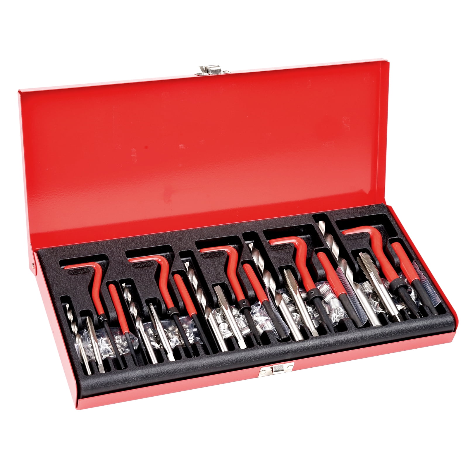 KFFKFF Metric Thread Repair Set, 166-Pcs, Includes M5-M12 Sizes, HSS Drills, Coil Inserts, Taps, and Tools for Rethreading