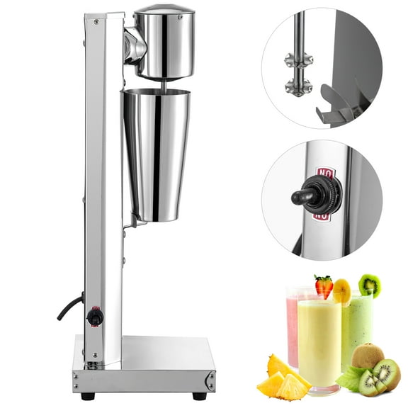 KFFKFF Milkshake Creation Set, Metallic Electric Milkshake Device, 180W Milkshake Apparatus, Single Spout Traditional Milkshake Creator with 800ml Container, Silver Milkshake Production Unit