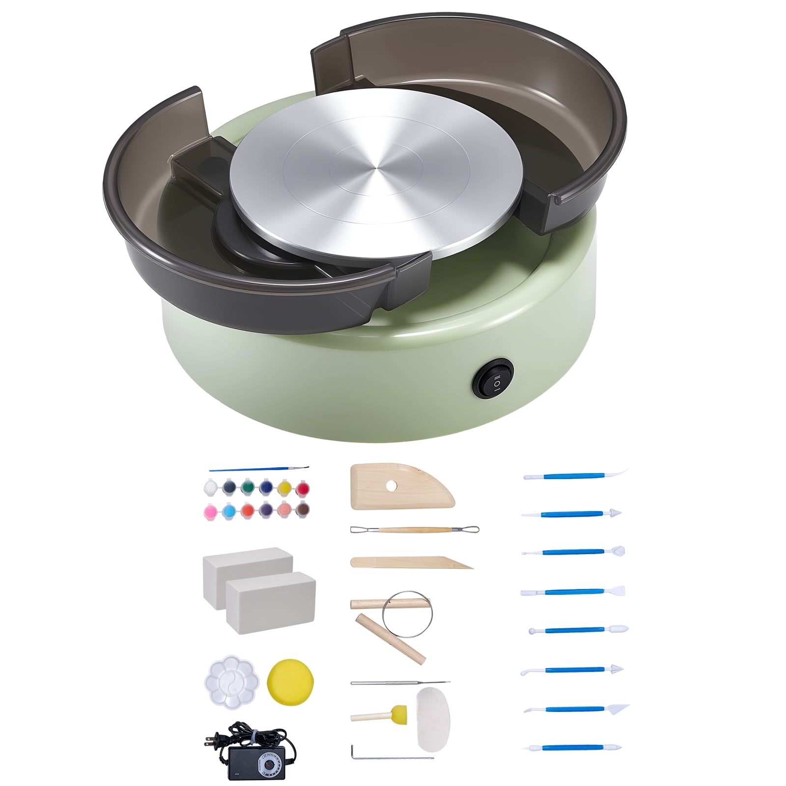 KFFKFF Mini Pottery Wheel with 6-Inch Turntable, Adjustable Speed, Forward and Reverse Rotation, Electric Clay Wheel for Beginners and Kids, Includes Shaping Tools, Ideal for DIY Projects and Pottery