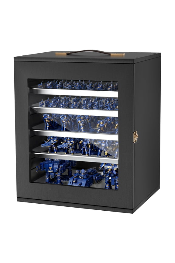 Miniatures Storage Case Wooden Display Holder with 5 Trays & 13 Compartments