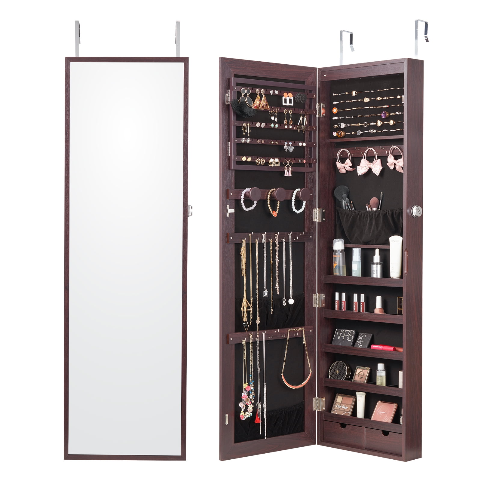 KFFKFF Mirror Jewelry Cabinet, Height, Secure Jewelry