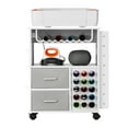 thumbnail image 1 of KFFKFF Mobile Art Cart and Utility Table, Suitable for Cricut Devices, Artistic Table Storage Station with Dual USB Ports and Power Outlets, Accommodates 15 Vinyl Roll Holders and a Pair of Drawers, 1 of 9