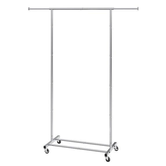 KFFKFF Mobile Garment Rack, Durable Apparel Rack with Wheel Locks, Extendable Hanging Rod, and Lower Shelf for Additional Storage