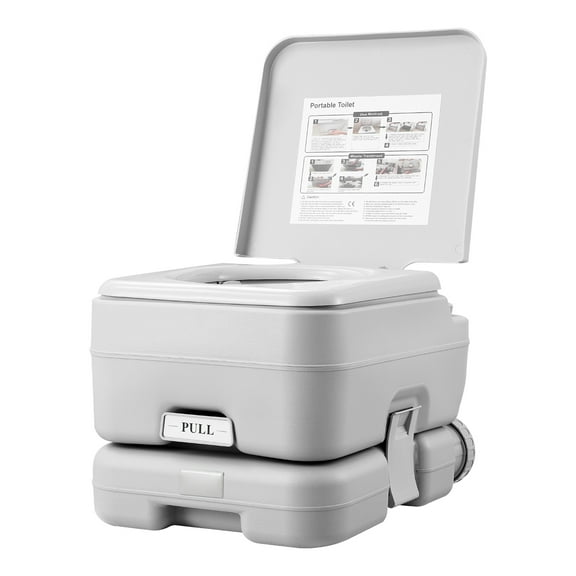 KFFKFF Portable Toilet, Recreational Vehicle Lavatory with 3.2 Gallon Waste Container,  Comes with Transport Bag,Button-Activated Pressurized Rinse Facility