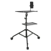 KFFKFF Mobile Projector Stand, Tripod Laptop Stand with Adjustable Elevation from 31.3 to 67.3 inches, Equipped with Dual Trays and Flexible Phone Holder, Suita