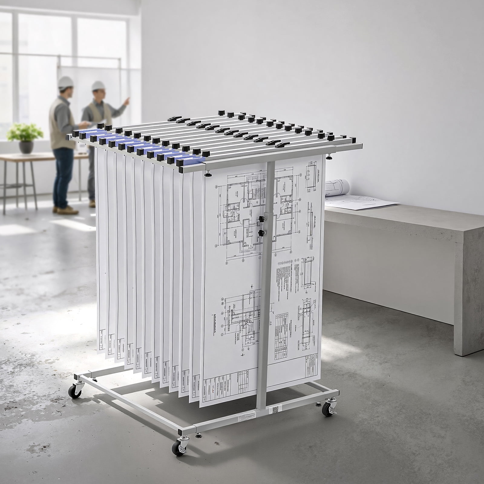 Rotable Drawing Rack KFFKFF Mobile Steel Blueprint Storage Rack, Adjustable Vertical Drawing ...