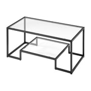 KFFKFF Modern Tempered Glass Coffee Table, 2-Tier Rectangular Design with Open Storage, Minimalist Metal Frame for Living Room or Office, Easy to Assemble - rated 5 stars from 1 reviews