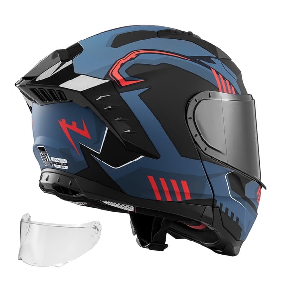 KFFKFF Modular Motorcycle Helmet, Flip-Up Full Face Design with Dual Visors, Lightweight and Comfortable for Adults, Suitable for Street and Motocross Use - DOT & ECE Certified (M Size)
