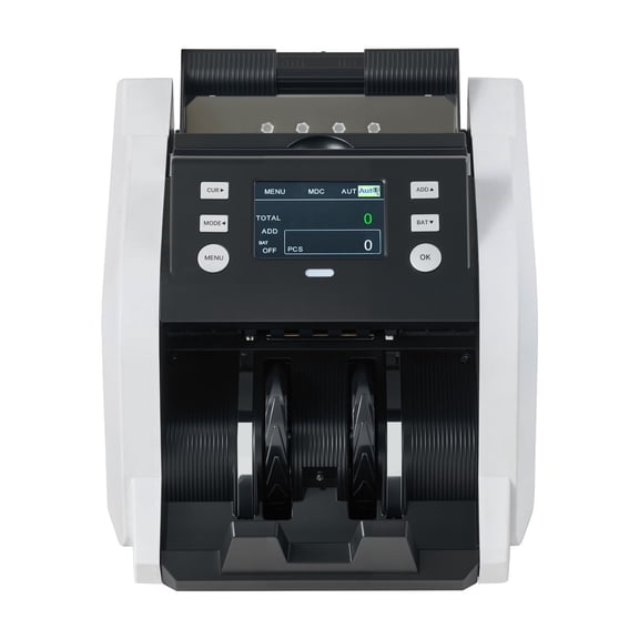 KFFKFF Money Counter Machine, 1200 Notes/Minute, Cash Counter with Value Count, Advanced Counterfeit Detection (UV/MG/IR/DD/DBL/HLF/CHN), TFT Display, Mixed Denomination Counting for Dollar and Euro