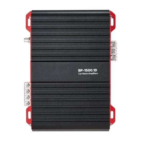 KFFKFF Monoblock Car Amplifier, 1500W RMS MAX, Stable at 1/2/4 Ohms, 1-Channel Class D Audio Amplifier with Subwoofer Level Remote Control, Adjustable Low Pass Filter and Bass Enhancement